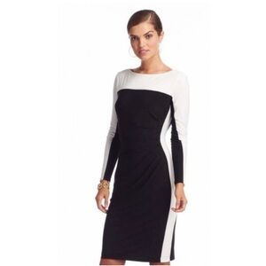 NWT Lauren Ralph Lauren Sz 8
Navy White Sheath Dress Ruched Waist Color Block
